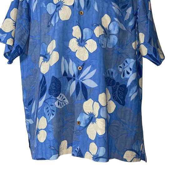 Tommy Bahama Hawaiian Button up Shirts Men's Size L Blue Floral Beach Vacation - Picture 3 of 10